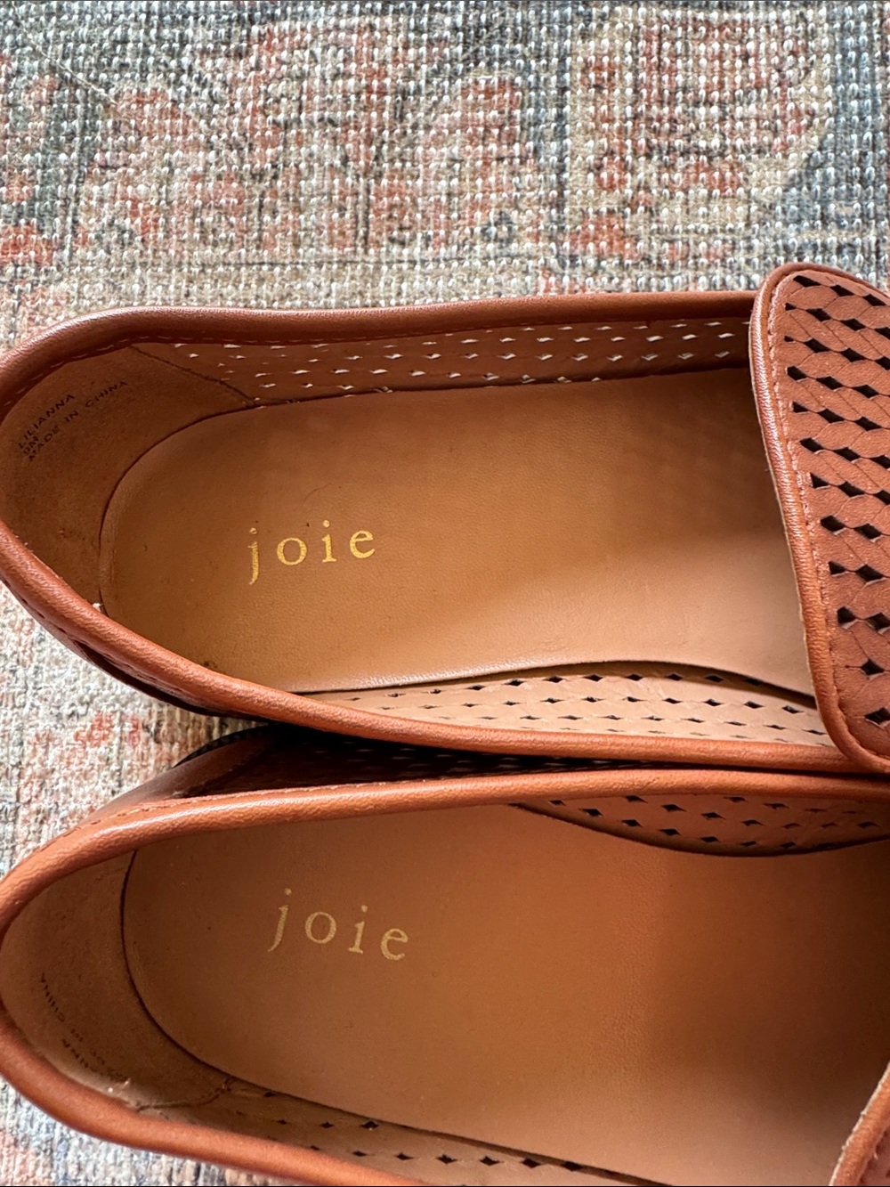 Joie Perforated Brown Loafers Slip On Leather Stitched Sole 9M - Picture 2 of 8